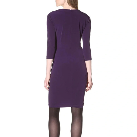 Calvin Klein Purple 3/4 Sleeve Faux Wrap Stretch Formal Dress Womens Size 10 - Picture 3 of 16